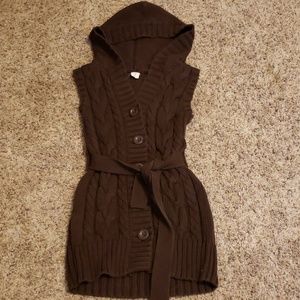 Old Navy Brown Sleeveless Sweater Jacket